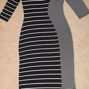 Spense 3/4 sleeve black/white maxi long dress Sm